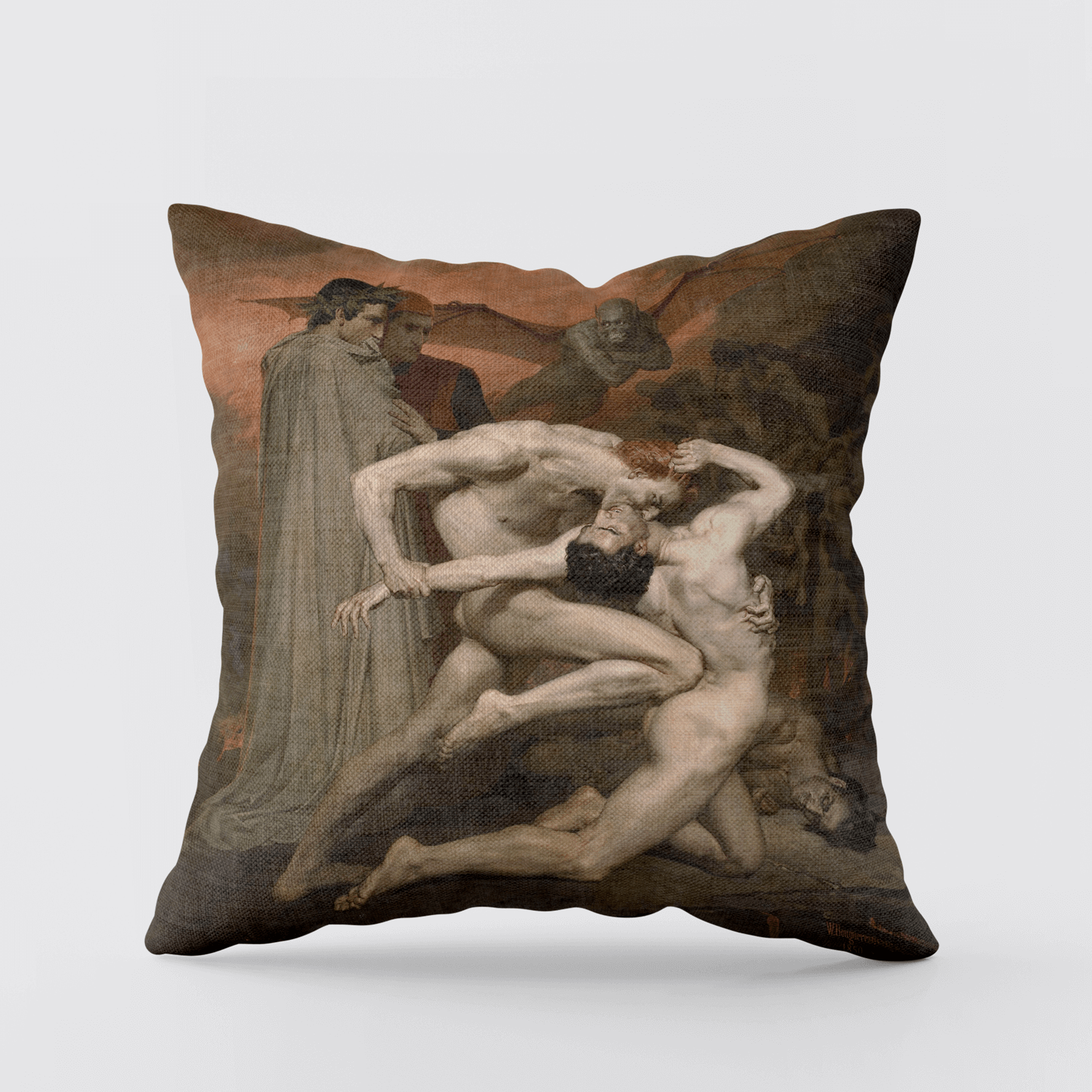 Cushion Cover Dante and Virgil in Hell, 1850 by William Bouguereau