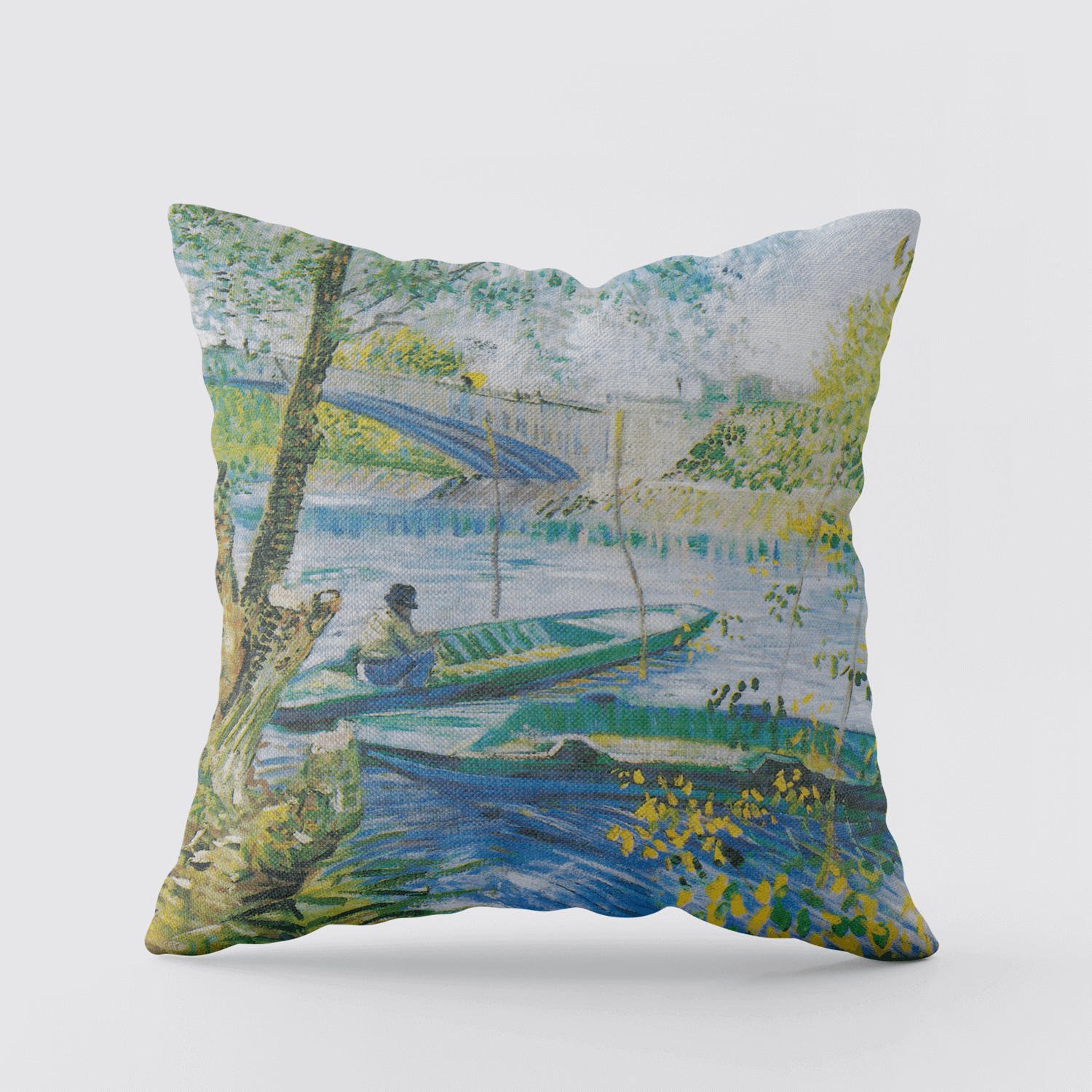 Cushion Cover Fishing in Spring, 1887 by Vincent Van Gogh