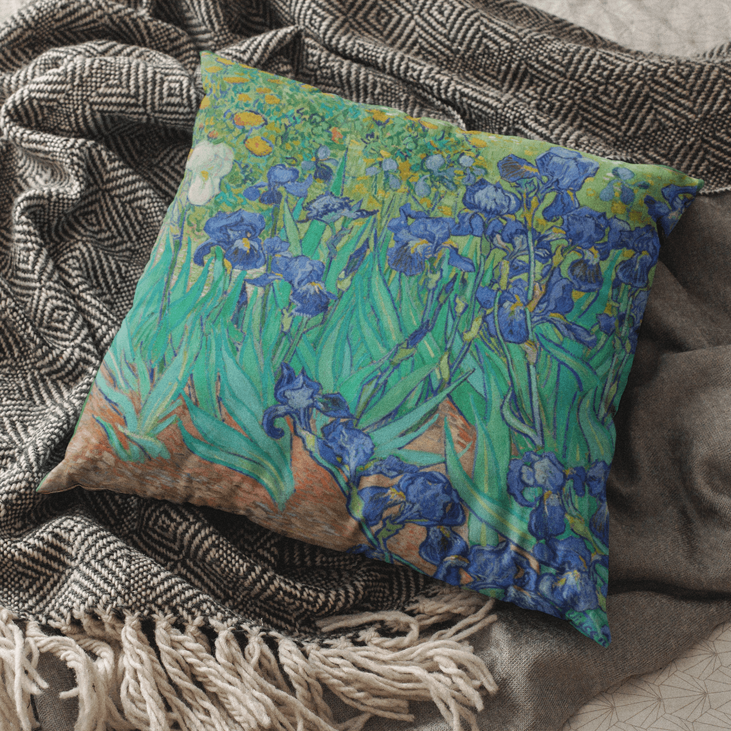 Cushion Cover Irises, 1889 by Vincent Van Gogh