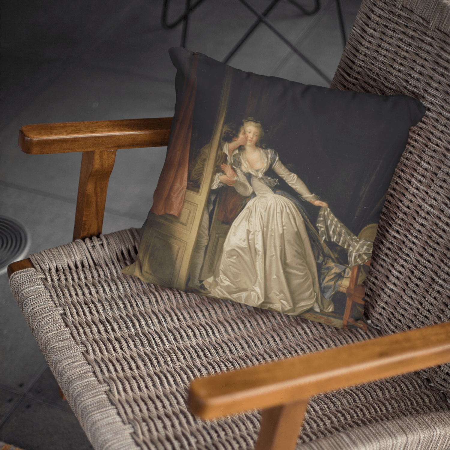 Cushion Cover The Stolen Kiss, 1787 by Jean-Honore Fragonard & Marguerite Gerard