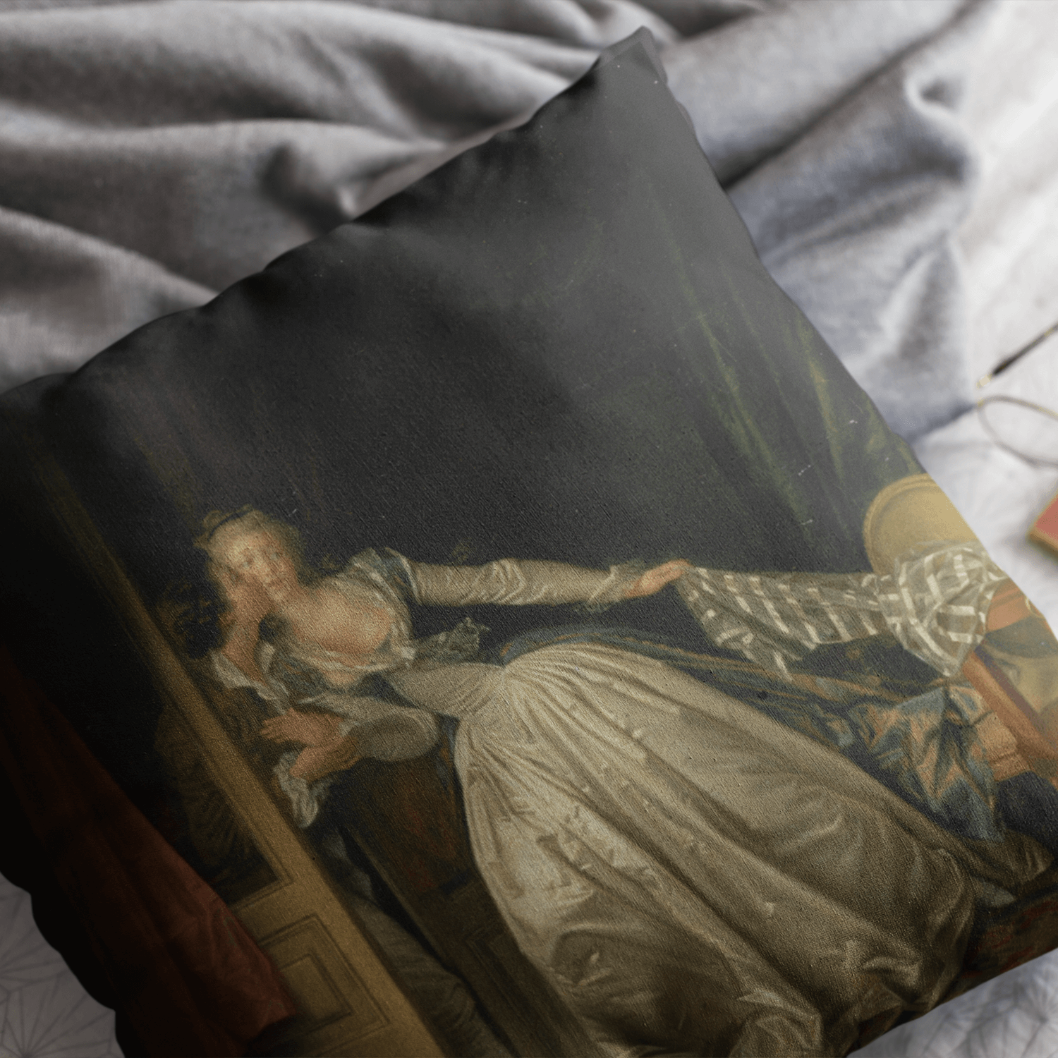 Cushion Cover The Stolen Kiss, 1787 by Jean-Honore Fragonard & Marguerite Gerard