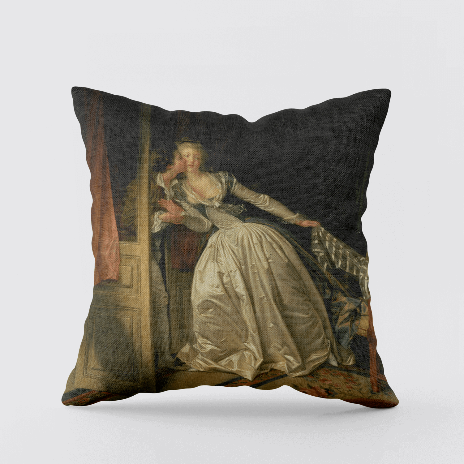 Cushion Cover The Stolen Kiss, 1787 by Jean-Honore Fragonard & Marguerite Gerard